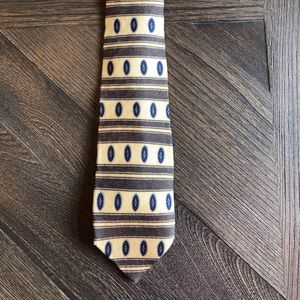 Geoffrey Beene Yellow Brown Navy Men’s Silk Tie
